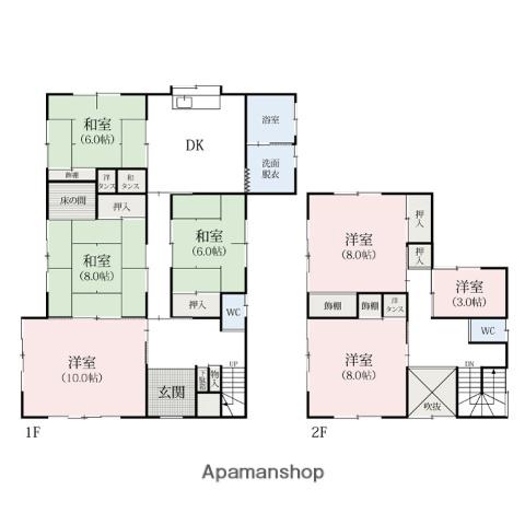 東武伊勢崎・大師線 韮川駅 徒歩6分 2階建 築50年(5LDK)の間取り写真