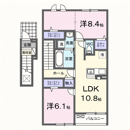 ジックス大島 C(2LDK/2階)の間取り写真