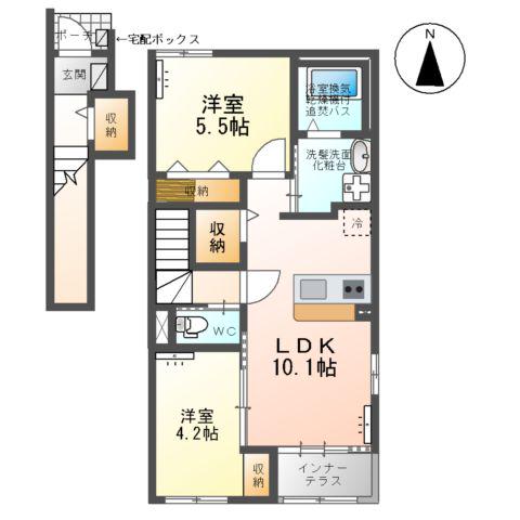 ウィスタリア(2LDK/2階)の間取り写真