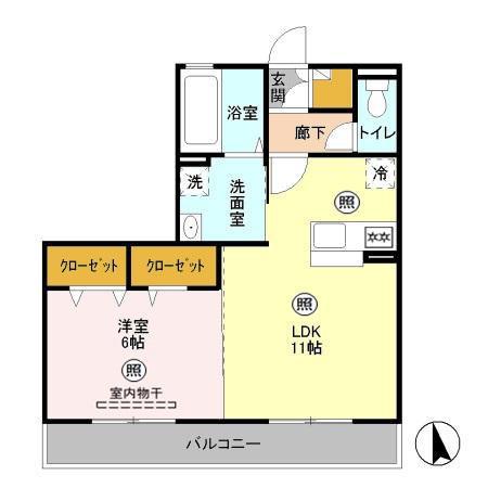 ライデンハイツⅡ(1LDK/2階)の間取り写真