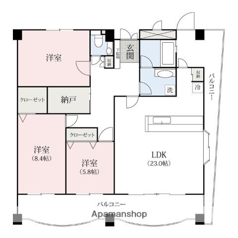 ウェルネス島山(3LDK/5階)の間取り写真