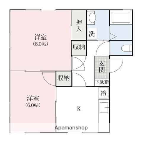 レイクサイドタウンA棟(2DK/2階)の間取り写真