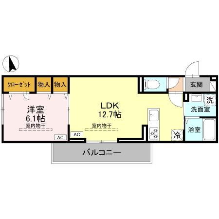 オペラハウス小舞木(1LDK/1階)の間取り写真