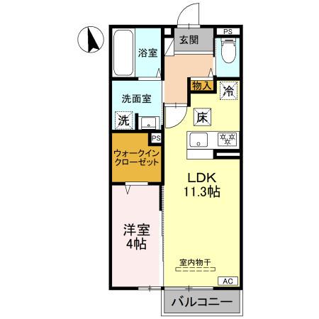リュミエール太田(1LDK/1階)の間取り写真