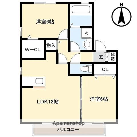 MGダナウェイ・2号棟(2LDK/2階)の間取り写真