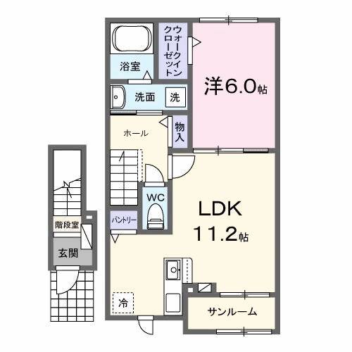 ル・グラン太田 Ⅱ(1LDK/2階)の間取り写真