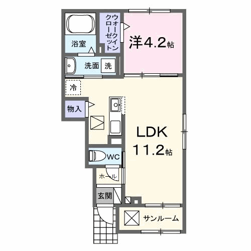 ル・グラン太田 Ⅱ(1LDK/1階)の間取り写真