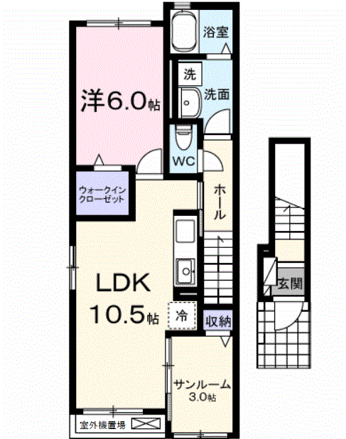 ル・グラン太田 Ⅰ(1LDK/2階)の間取り写真