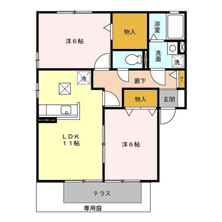 ロイヤルパレスII(2LDK/1階)の間取り写真