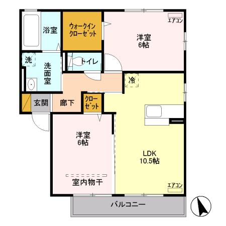 FIBRE(2LDK/2階)の間取り写真