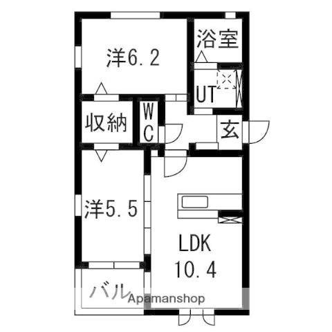 ウィズハイム新井町(2LDK/1階)の間取り写真