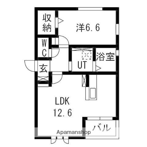 ウィズハイム新井町(1LDK/1階)の間取り写真