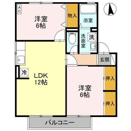 エストセジュールA(2LDK/2階)の間取り写真