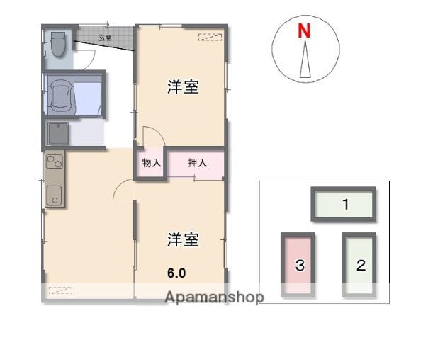 東武鉄道小泉線 西小泉駅 徒歩24分 1階建 築52年(2DK)の間取り写真
