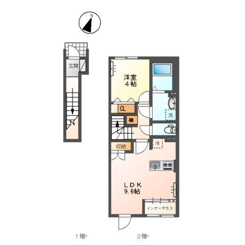 太田市西本町アパート工事(1LDK/2階)の間取り写真