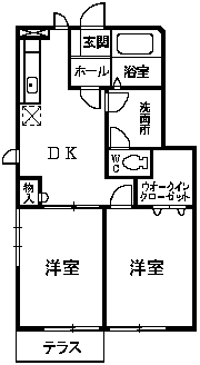 CITRONⅠ(2DK/1階)の間取り写真