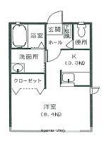 レジデンス竹富Ⅱ(1K/1階)の間取り写真
