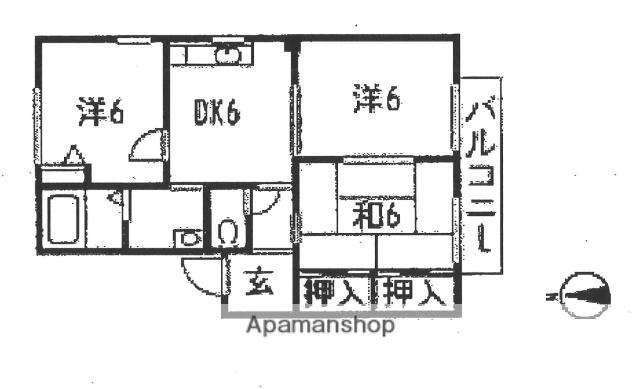 東武鉄道小泉線 竜舞駅 徒歩15分 2階建 築27年(3DK/2階)の間取り写真