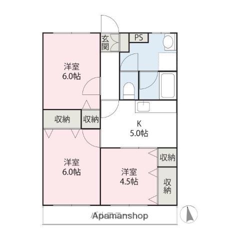 マンションHONAMIⅠ(3K/1階)の間取り写真