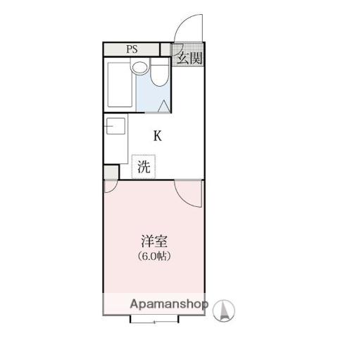 ベルピアドリーム桐生(1K/2階)の間取り写真