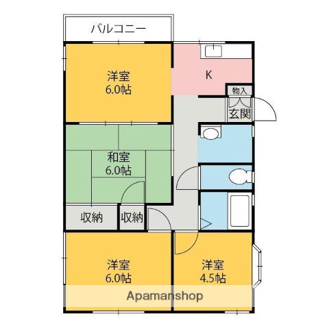 カーサウィーブル(4K/1階)の間取り写真