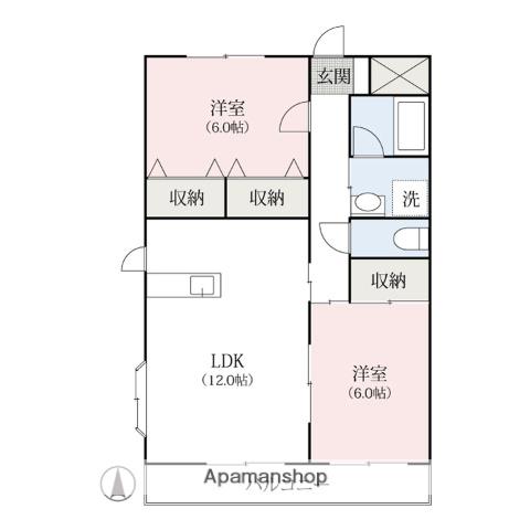 リーヴル・デュラン(2LDK/1階)の間取り写真