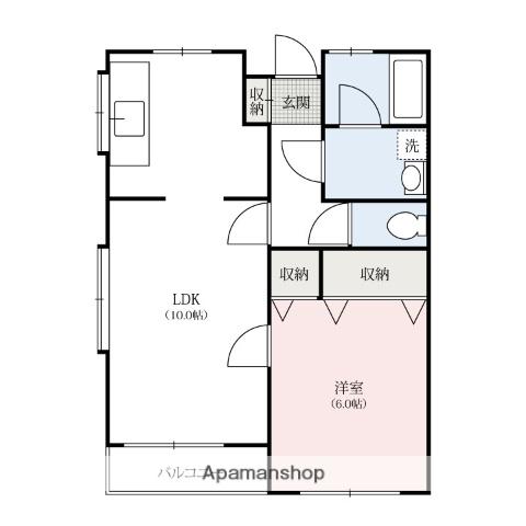 ヴィラージュ河鹿Ⅰ(1LDK/2階)の間取り写真