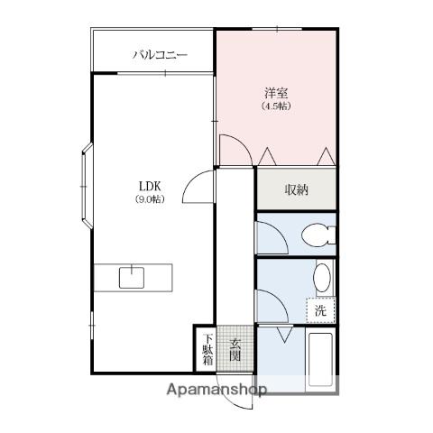 ヴィラージュ河鹿Ⅰ(1DK/1階)の間取り写真