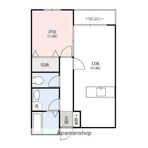 ヴィラージュ河鹿Ⅰ(1LDK/1階)の間取り写真