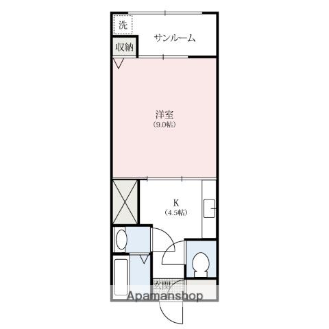 オプティ(1K/2階)の間取り写真