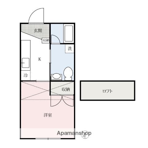 エクソンハイム2(1K/2階)の間取り写真