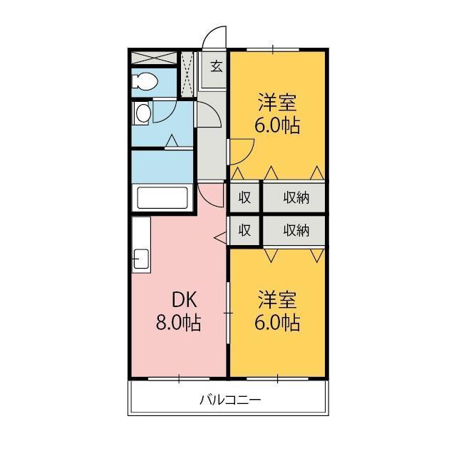 センロッシュ(2DK/2階)の間取り写真