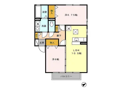 エルシオン(2LDK/1階)の間取り写真