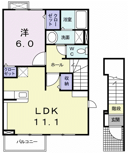 フェリーチェ(1LDK/2階)の間取り写真