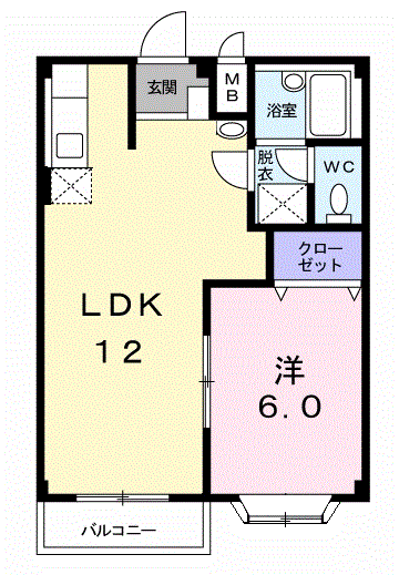 エルディムYOU(1LDK/2階)の間取り写真