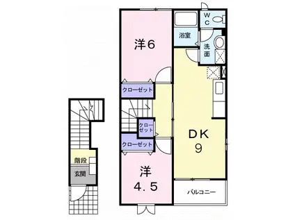 ドミールKB(2LDK/2階)の間取り写真