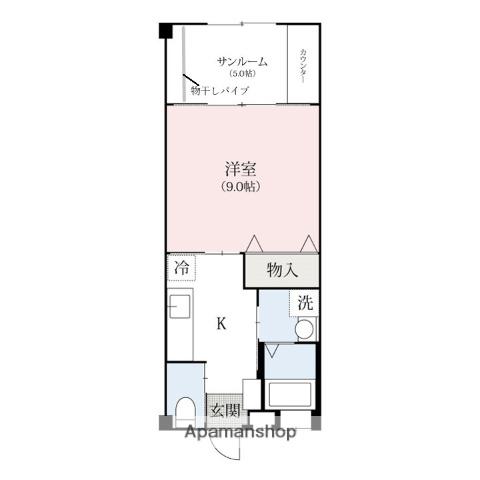ゴールドハイムⅢ(1K/2階)の間取り写真
