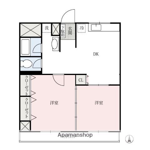 マンション長利(2DK/3階)の間取り写真