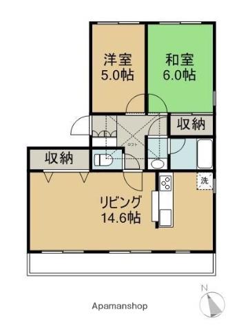 メゾンドファミール(2LDK/2階)の間取り写真
