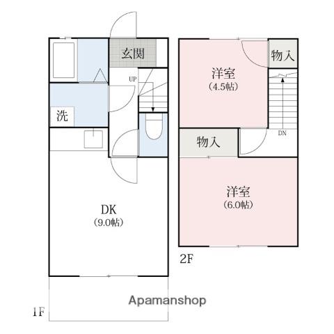 スクエアパークアパートメントⅠ(2DK/2階)の間取り写真