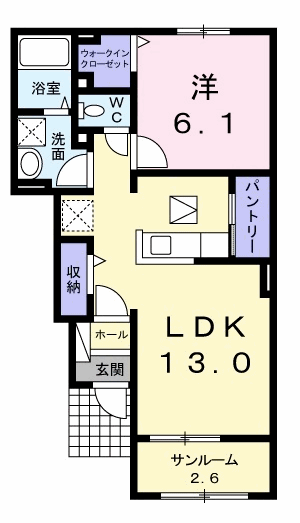 スウィート コテージⅢ B(1LDK/1階)の間取り写真