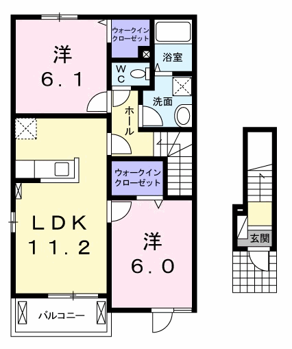 スウィート コテージⅢ A(2LDK/2階)の間取り写真