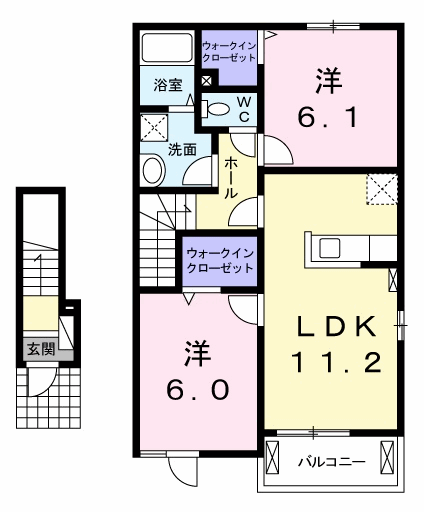 スウィート コテージⅢ A(2LDK/2階)の間取り写真