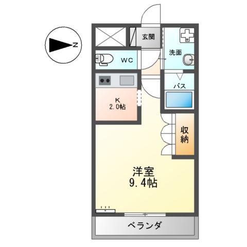 グリルスⅠ(1K/2階)の間取り写真
