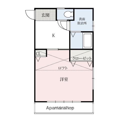 カラコレス(1K/2階)の間取り写真