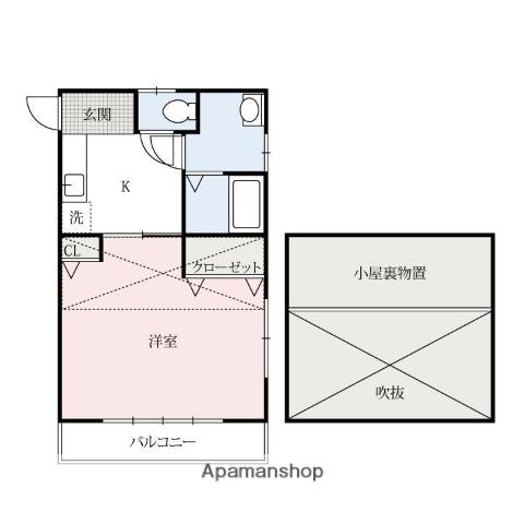カラコレス(1K/2階)の間取り写真