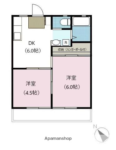 パナハイツ天神B(2DK/1階)の間取り写真