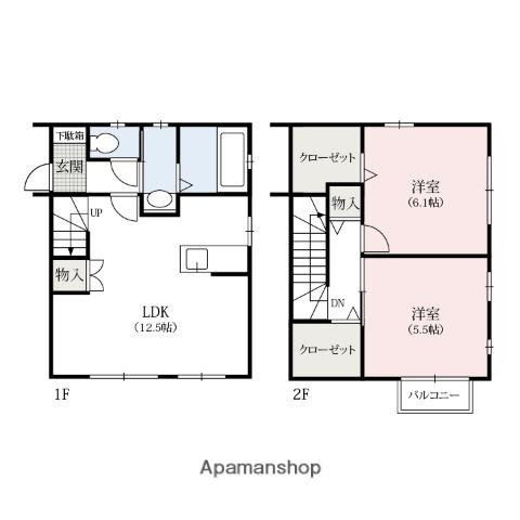 ピュアタウン(2LDK/2階)の間取り写真