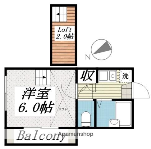 桐生第6レジデンス(1K/2階)の間取り写真
