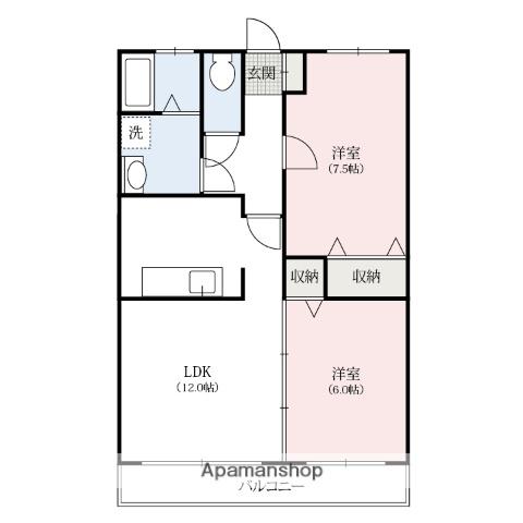 わたらせ渓谷鉄道 運動公園駅(群馬) 徒歩8分 3階建 築26年(2LDK/1階)の間取り写真